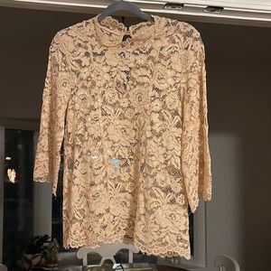 Shilla lace blouse with mock neck